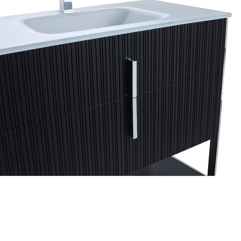Fine Fixtures Serenity Modern Bathroom Vanity with White Glass Top