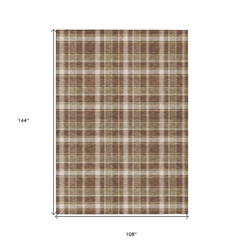 Alfiz Plaid Weather Resistant Blended Style Runner Outdoor Rug