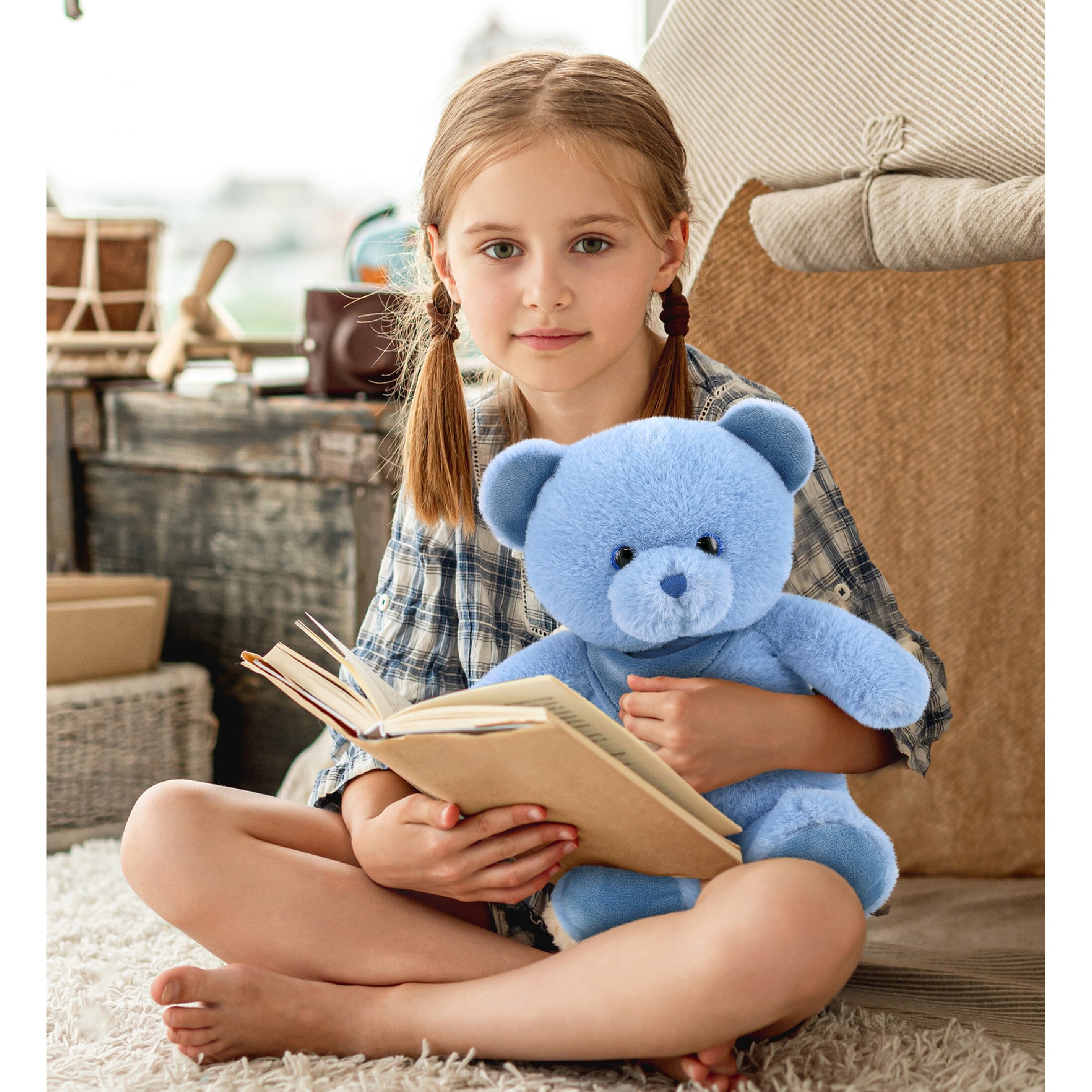 DolliBu Plush Baby Blue Bear Stuffed Animal Soft Huggable 8 Inch 8 inches