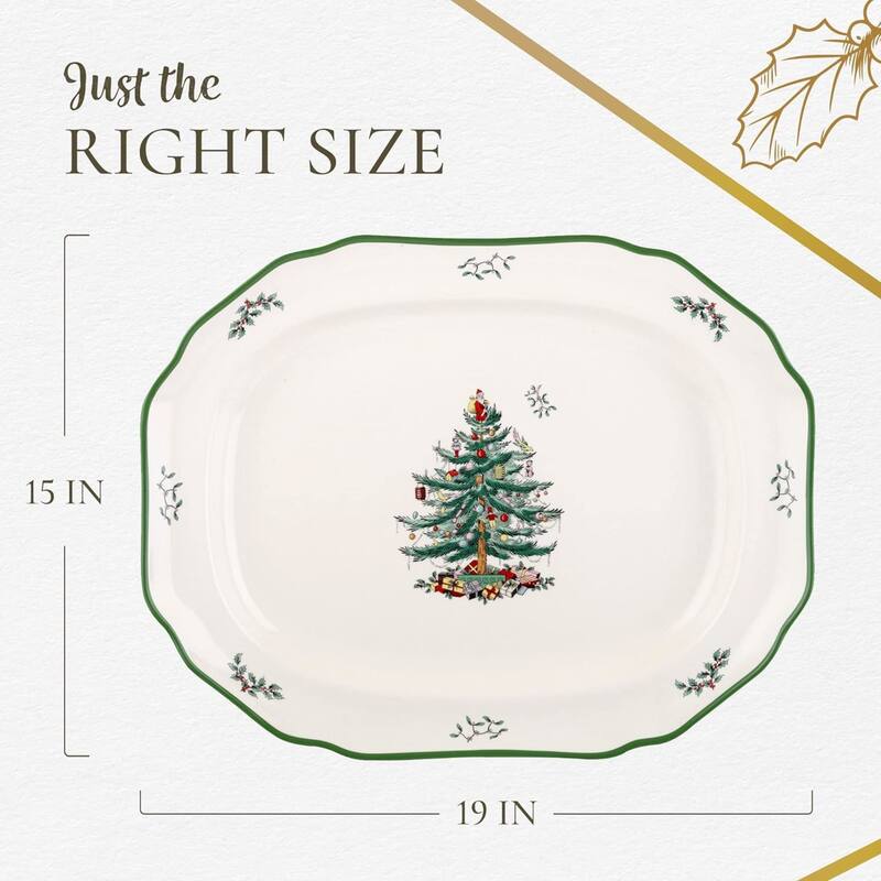 Spode Christmas Tree Sculpted Platter - 19" L x 16" W