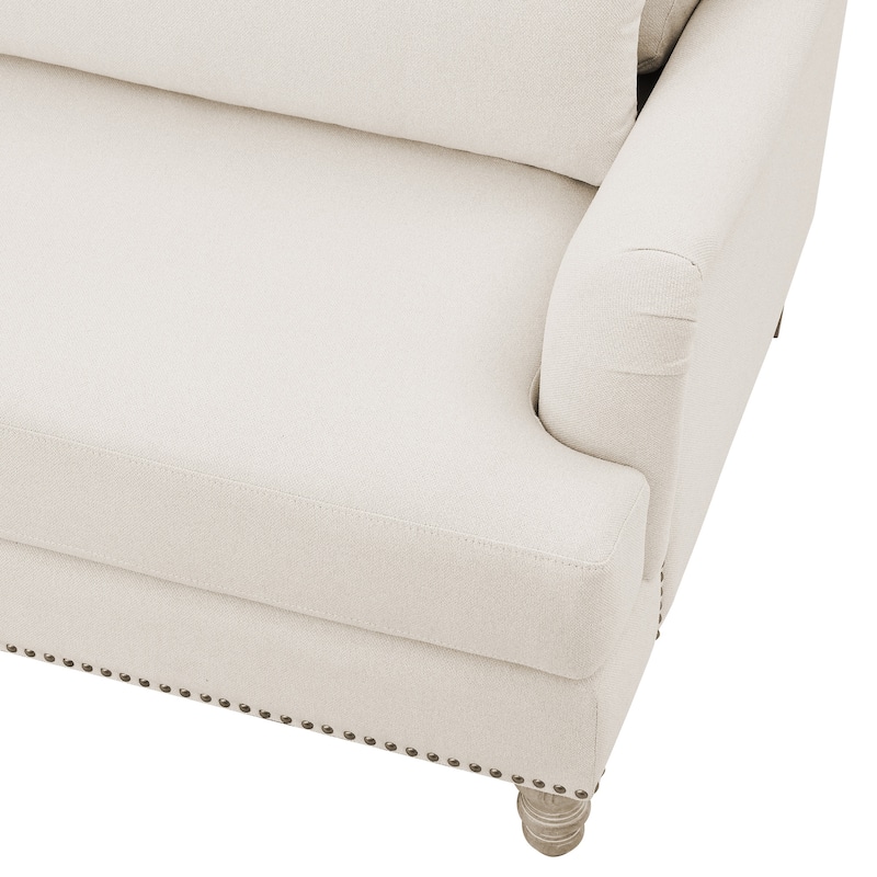 Modern Upholstered 3-Seater Sofa with Solid Wood Legs for Living Room