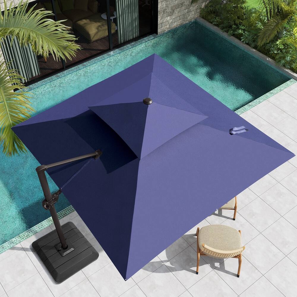 Pellebant 10 ft Square Patio Cantilever-Offset Umbrella with Base