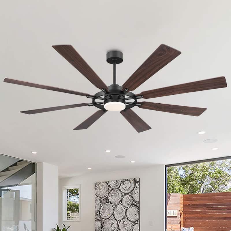 WINGBO 60-inch/72-inch 8-Blades Indoor DC Motor Ceiling Fan With LED Light and Remote Control