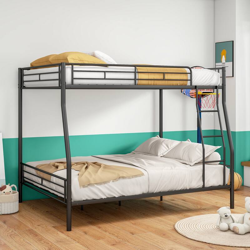 Full Over Queen Heavy Duty Metal Bunk Bed with Noise-Free Frame, No Box Spring Needed and 450lb Capacity