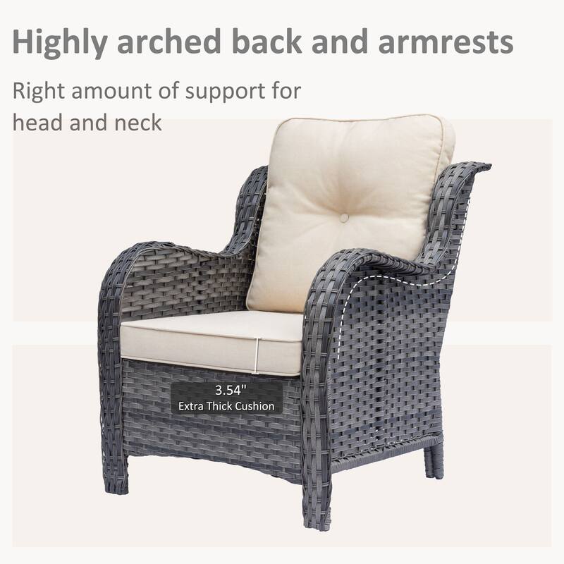 Rattan Wicker Outdoor Patio Conversation Sets with Swivel Rocker Chair