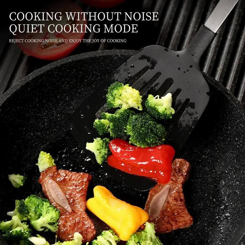 Black Stainless Steel Non-Stick 5-Piece Kitchen Utensil Set with Heat-Resistant Heads