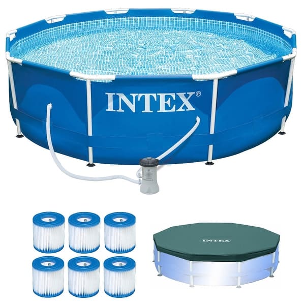 INTEX Metal Frame Outdoor Pool Set with Cover & Type H Filter Cartridge (6 pack) - 49