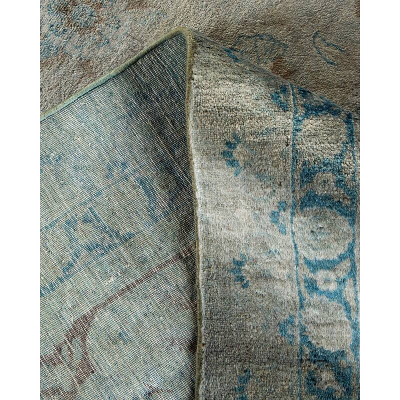 Overton Hand Knotted Wool Vintage Inspired Modern Contemporary Overdyed Gray Area Rug - 9' 1" x 12' 1"