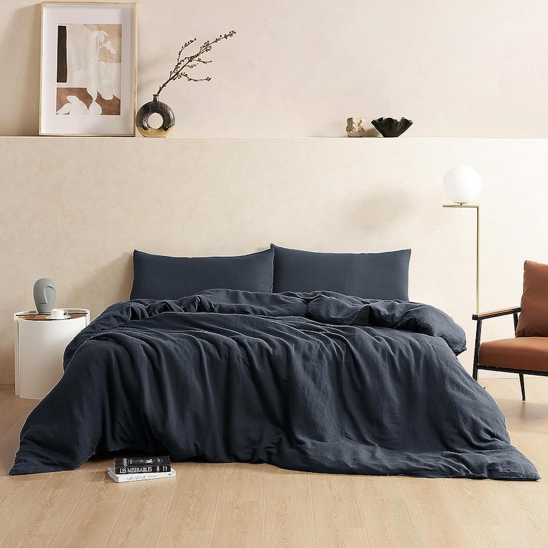 Dark Sky Reserve Bamboo Linen Oversized Duvet Cover Portugal Made