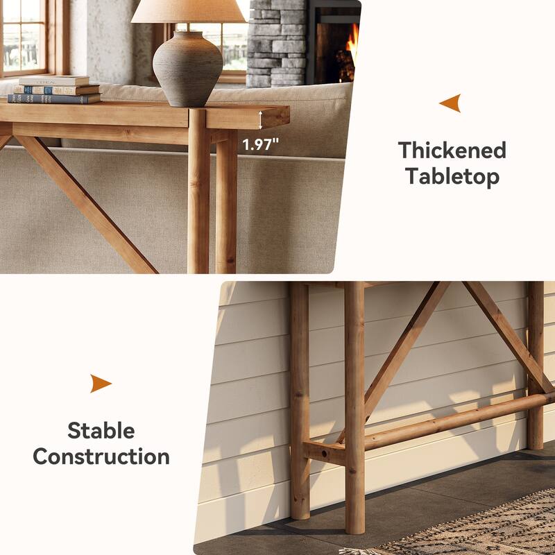 Solid Wood Console Table for Entryway, 63" Long Farmhouse Sofa Table