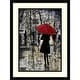 preview thumbnail 1 of 4, Framed Art Print 'Metro Red Umbrella' by Loui Jover 17 x 23-inch Wood - Black
