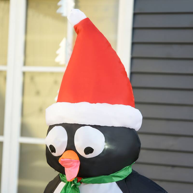 HOMCOM 6' Penguin Inflatable Christmas Decoration, Outdoor Blow-Up Santa Decoration for Yard