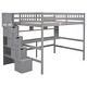 preview thumbnail 5 of 10, Full Size Loft Bed with Built-in Desk, Bookshelves and Storage Staircase