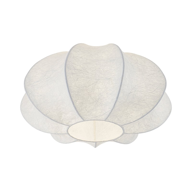 Round Pleated Lantern White Silk Flush Mount Ceiling Light