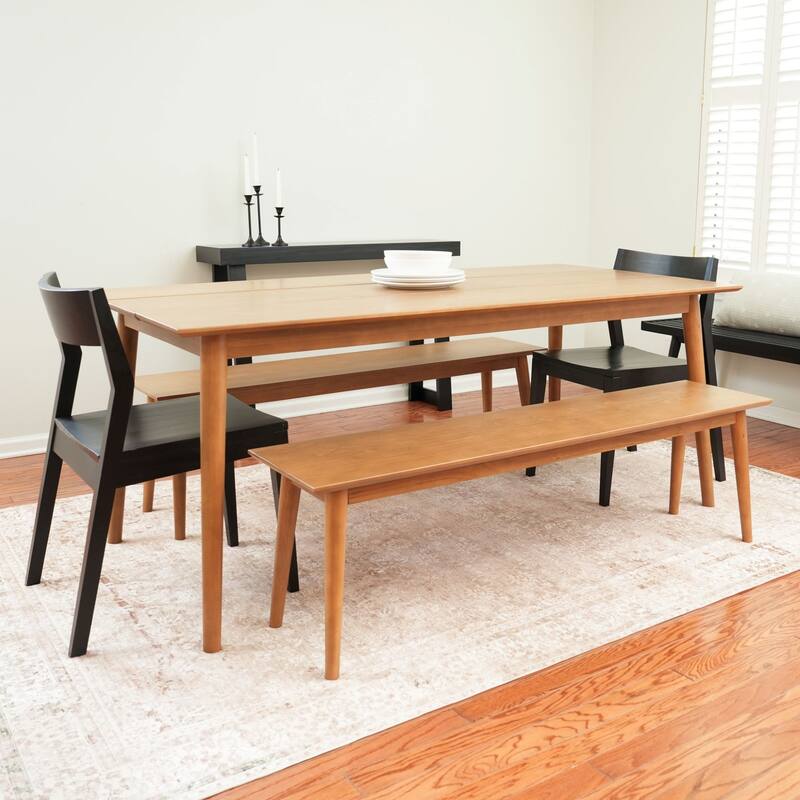 Mid-Century Modern 48" Rectangular Dining Table for 6 - Pecan