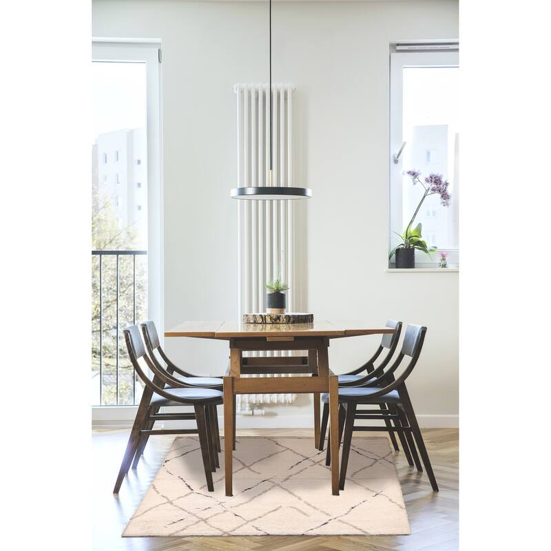 ECARPETGALLERY Hand-knotted Tangier Cream Wool Rug - 5'4 x 7'9