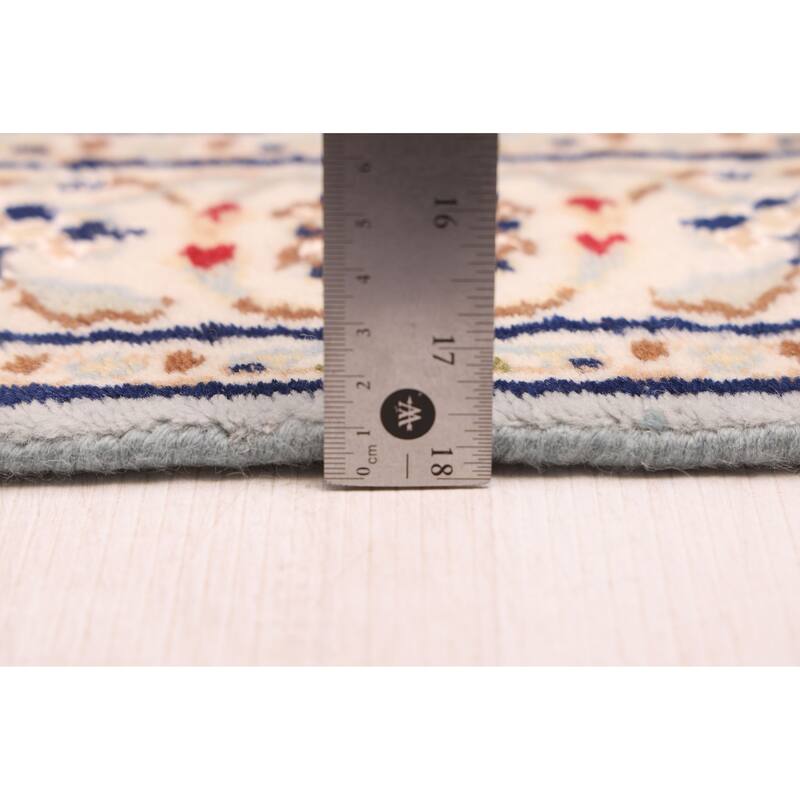 ECARPETGALLERY Hand-knotted Nain Light Denim Blue Silk, Wool Rug - 2'8 x 16'9