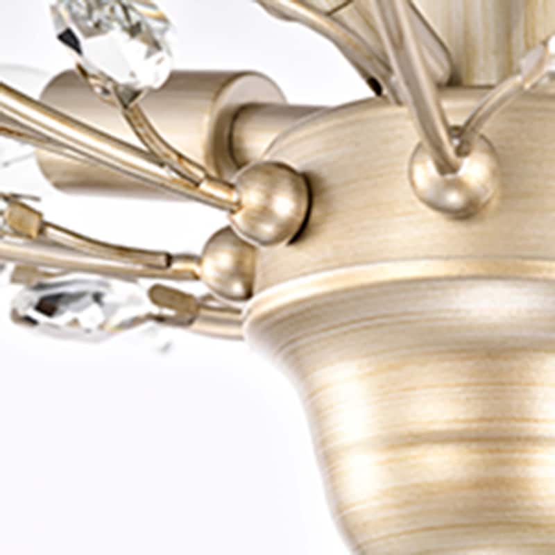 Holly 4-light Brushed Champagne Silver Crystal Leaves Flush Mount