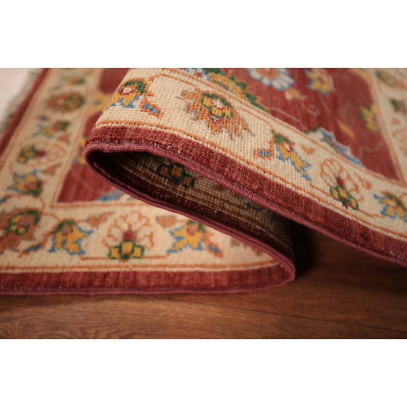 Floral Kazak Oriental Foyer Rug Hand-Knotted Orange Wool Carpet - 2'0" x 3'0"