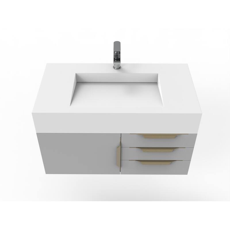 Nile 36-Inch Wall Mounted Bathroom Vanity Set w/ White Top