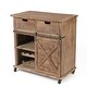 preview thumbnail 2 of 8, Rustic Natural Wood Single Sliding Barn Door Wine Cabinet - 34.25" H x 33" W x 18" D