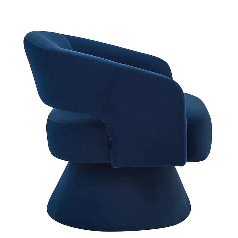 Navy 27.5" Swivel Barrel Chair with Open Backrest