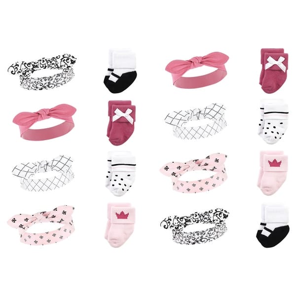 slide 1 of 1, Hudson Baby Infant Girl 16Pc Headband and Socks Giftset, Princess, 0-9 Months - Princess Princess - 0-9 Months