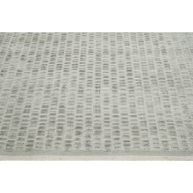 Hand Knotted Textured Tone On Tone Gray Tibetan Wool Modern Area Rug - 5' 11'' x 9' 4''
