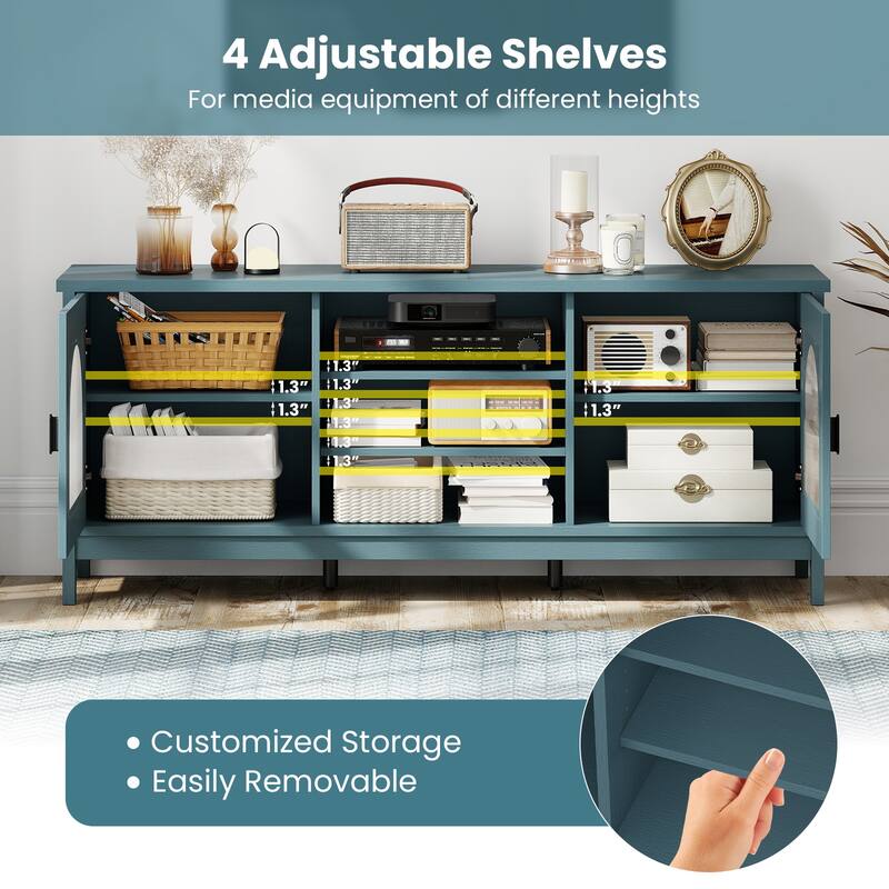 Gymax Farmhouse TV Stand for TVs up to 65'' Modern Vintage TV Cabinet