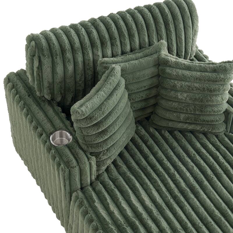 41.7" W Upholstered Plush Corduroy Chaise Lounge with Pillows