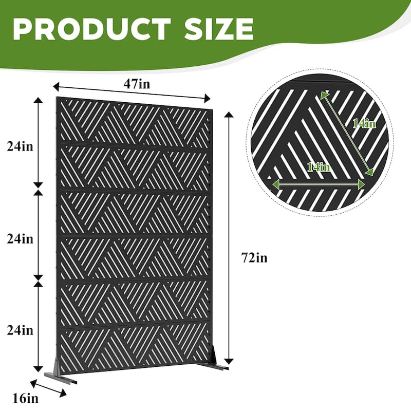 Dovelina 6ft.Outdoor Freestanding Metal Privacy Screen Decorative Garden Fence - 72"x47"