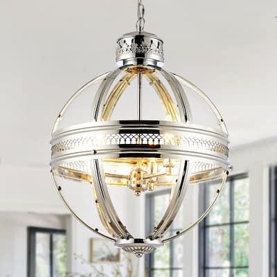 Victorian Chrome Glass Ornament Pendant, Entryway Globe Dimmable Chandelier, Medieval Hotel & Ancient Times Style - N/A
