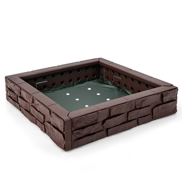 slide 2 of 29, Costway Kids Sandbox with Cover Bottom Liner Backyard Beach HDPE - See Details