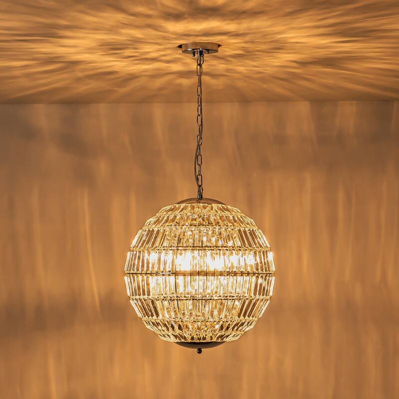 Ennu Retro Antique Sphere Crystal Chandelier Adjustable Dining Room Chandelier - W19.09"