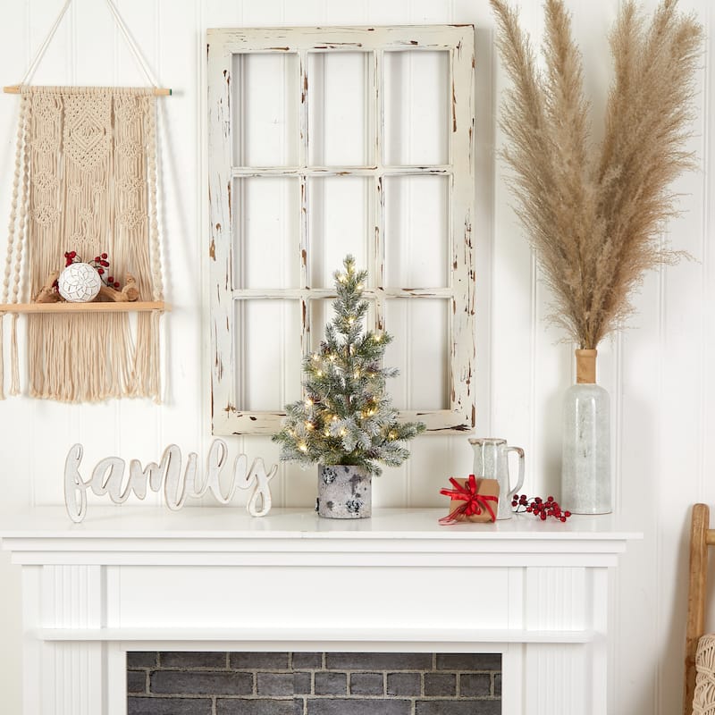 2' Pre-Lit Flocked Artificial Christmas Potted Tree, Clear LED Lights - 2 Foot