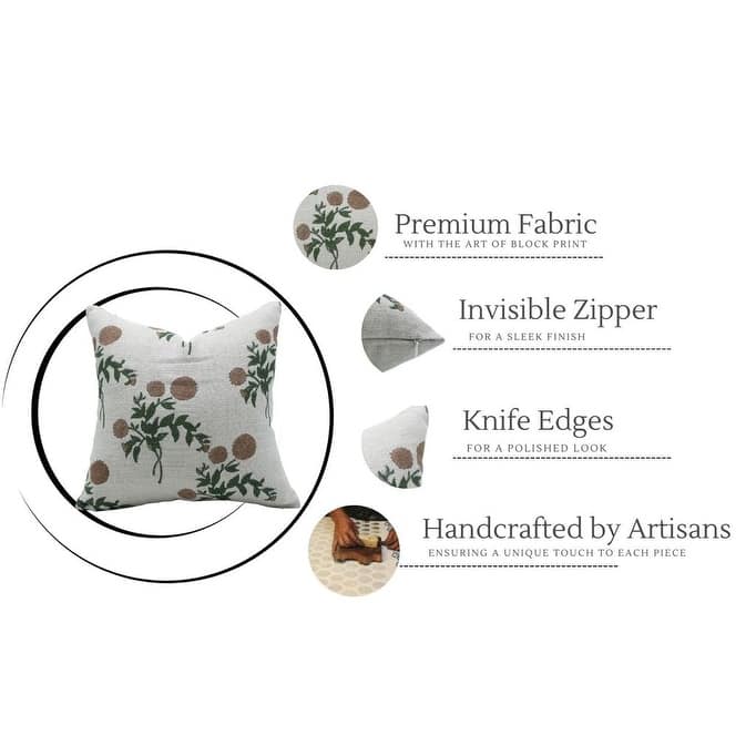 Fabdivine Linen Boho Block print pillow Cover
