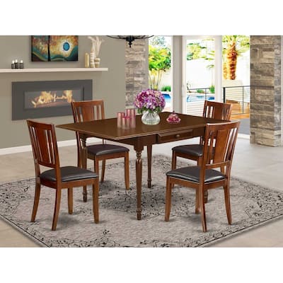 Dining Table Set for 4 - 5 Piece Kitchen Table with Chairs, Mahogany Finish