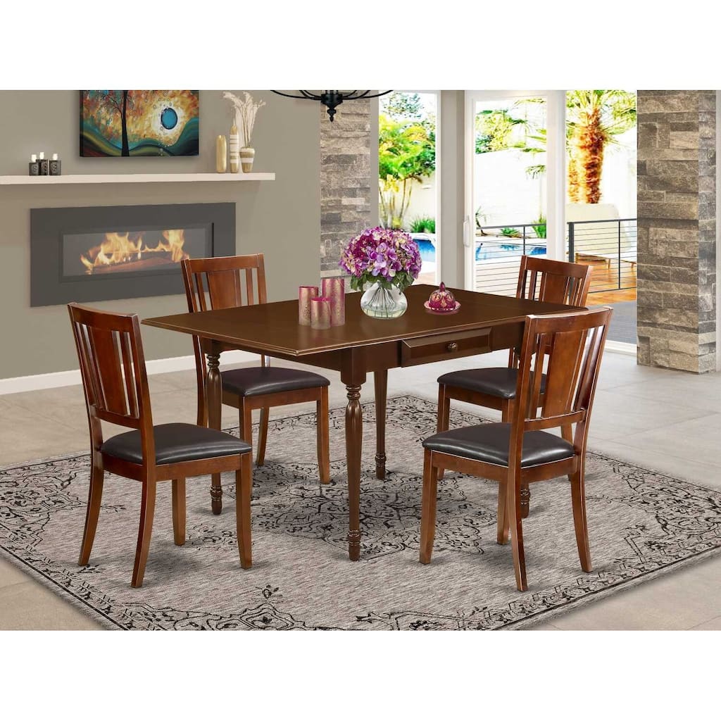 Dining Table Set for 4 - 5 Piece Kitchen Table with Chairs, Mahogany Finish
