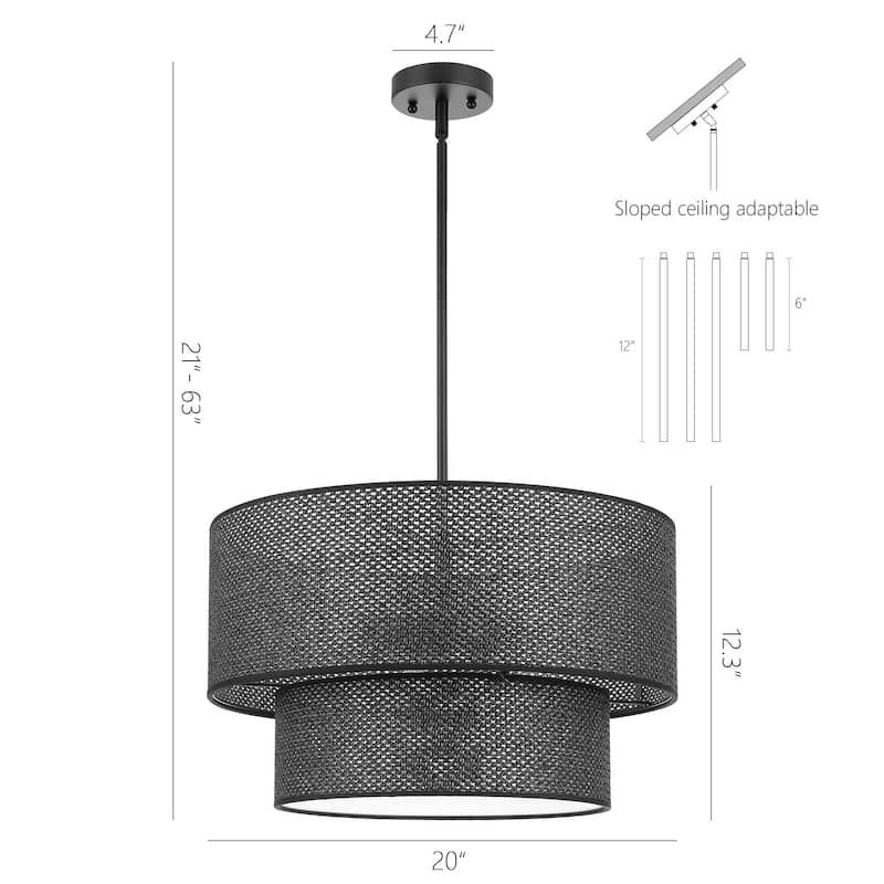 GetLedel 4-Light Bohemian Handwoven Drum Chandelier