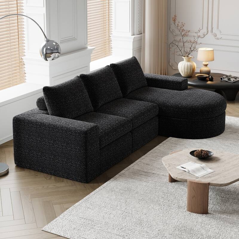 99" Chenille Cloud Curved Sectional Sofa with Deep Seats
