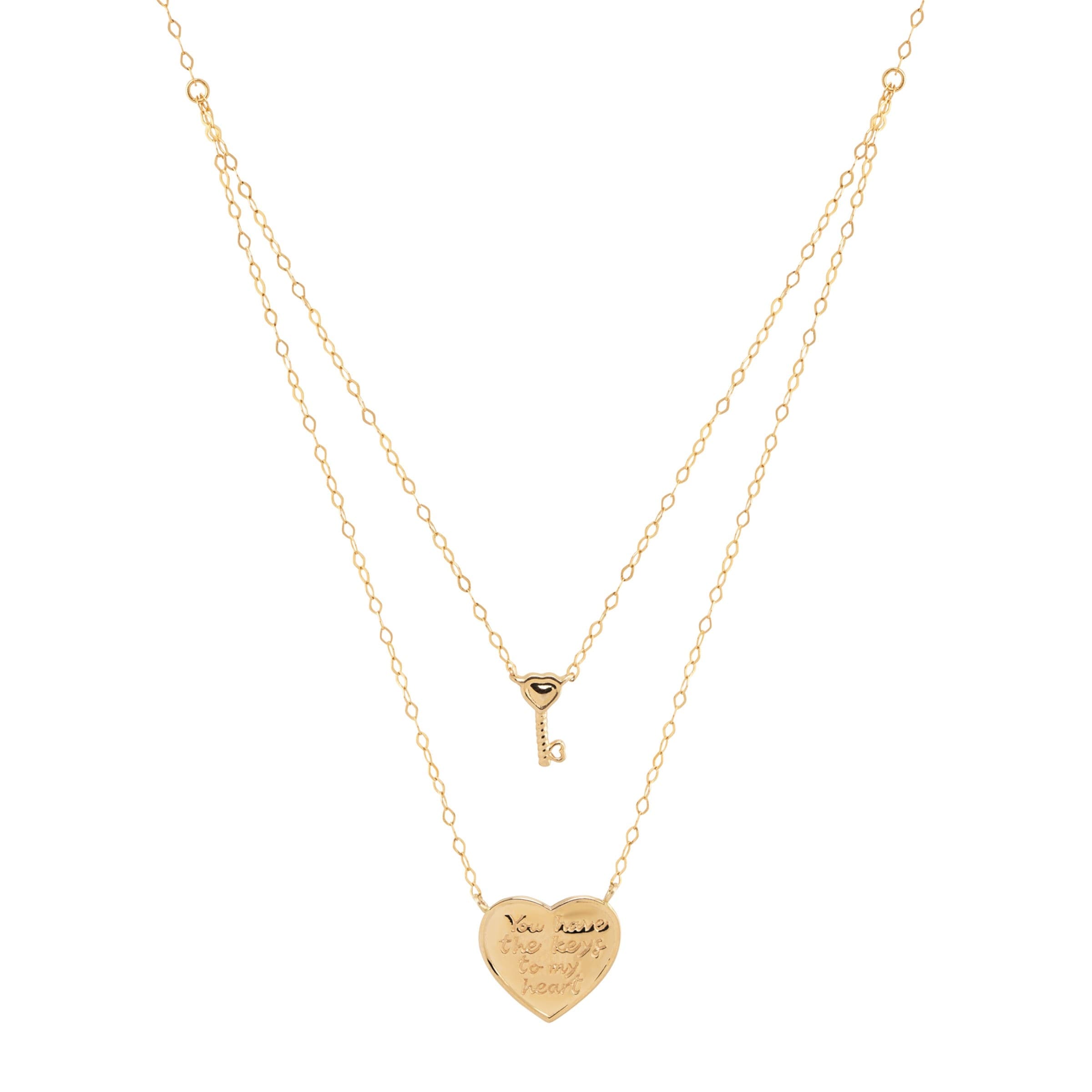 Shop Eternity Gold Key To My Heart Layer Necklace In 14k Gold Yellow Overstock 26266963