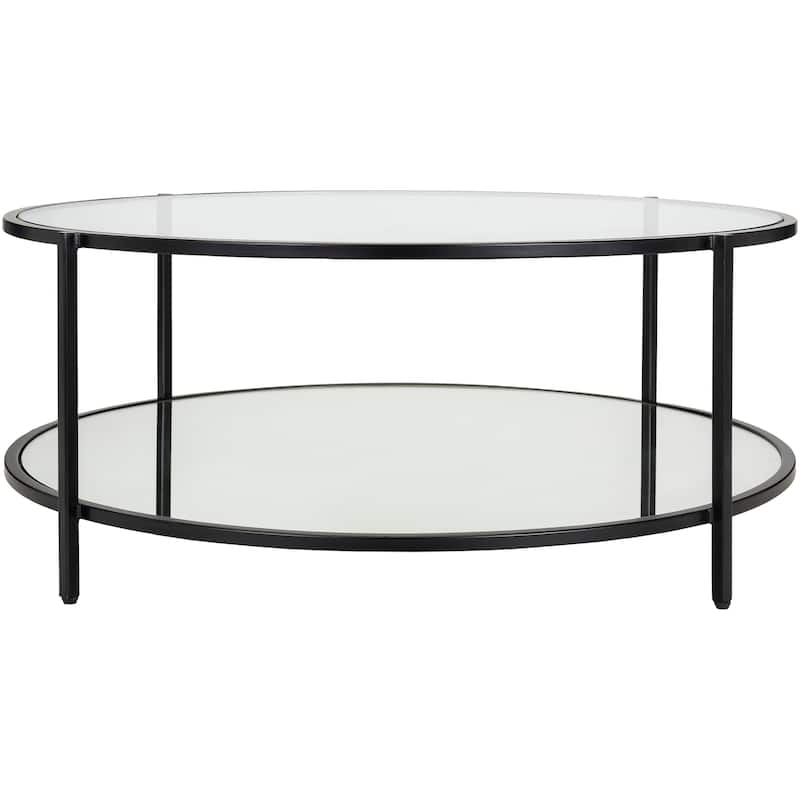 Alecsis Glass Round Coffee Table - 14"H x 36"W x 36"D