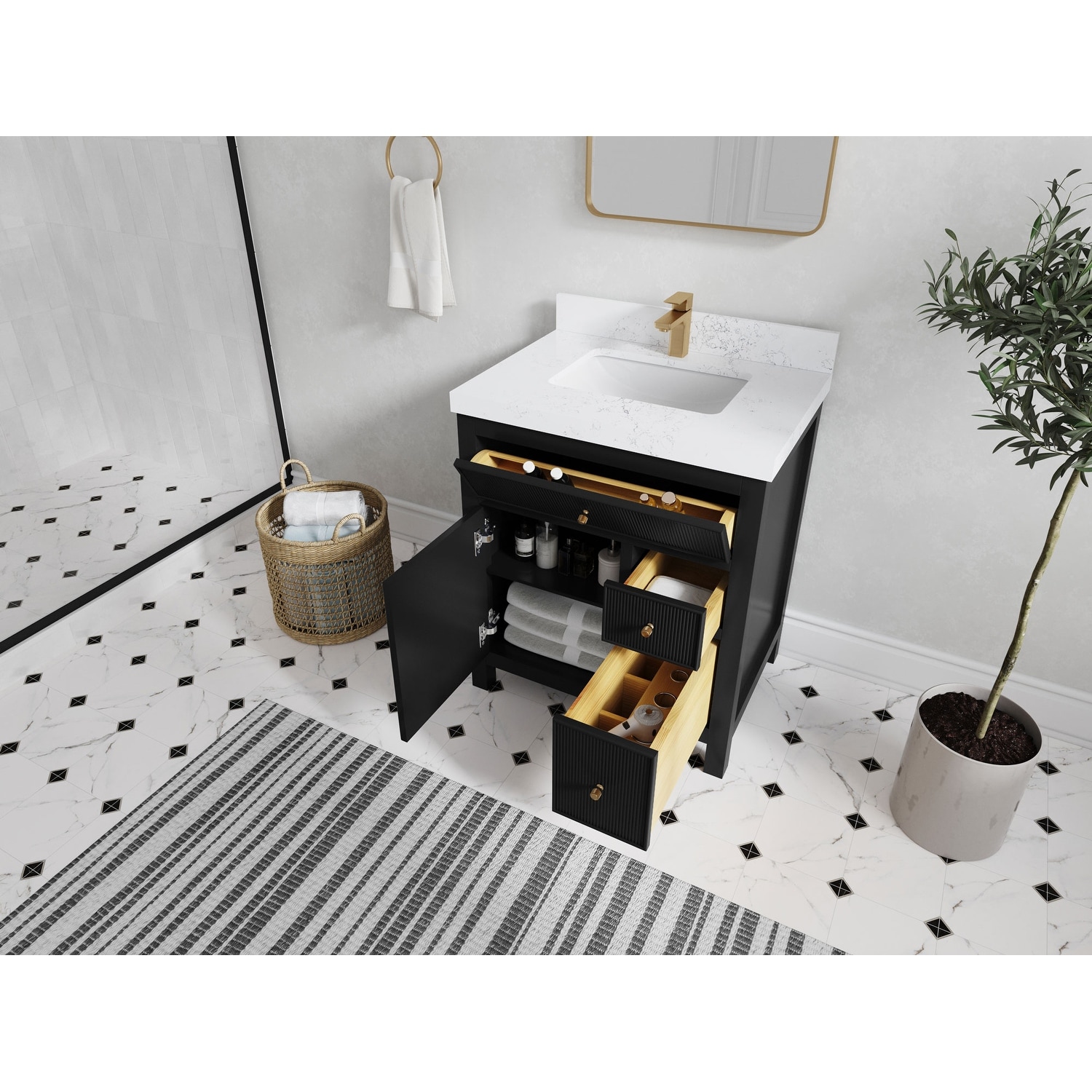 Willow Collections 30 in W x 22 in D Sonoma Free Standing Reeded Single Sink Bathroom Vanity with Countertop