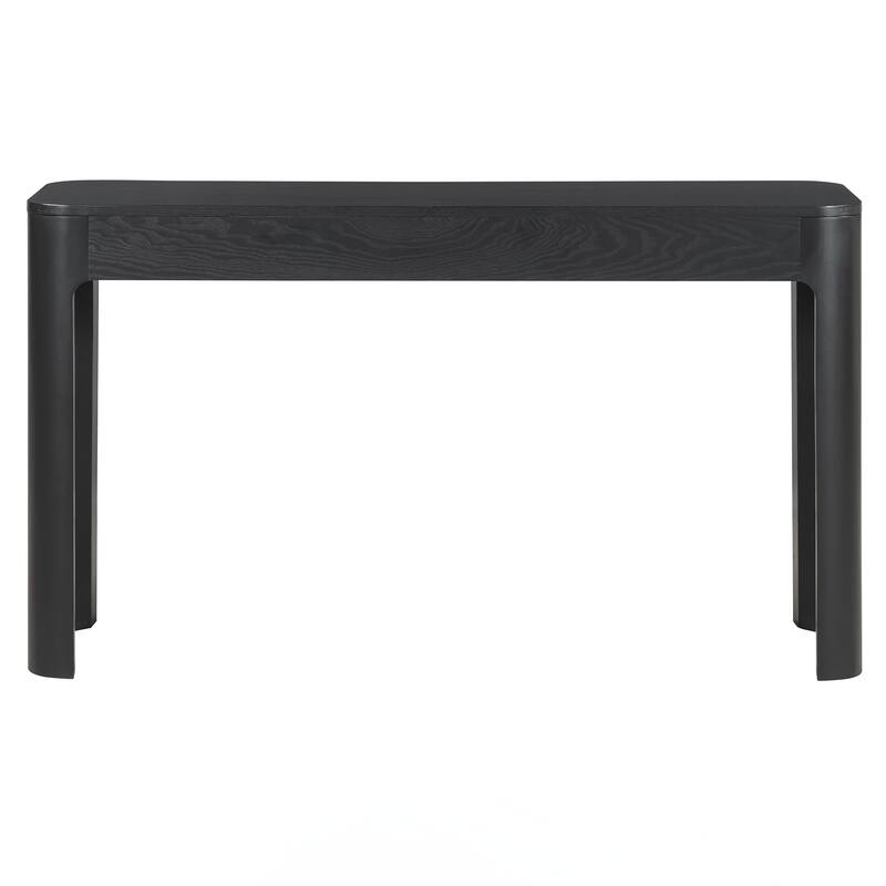 Console Table with Curved Corners for Safety, Entryway Table with 3 Concealed Drawers, Sturdy Sofa Table with Thick Legs - Black