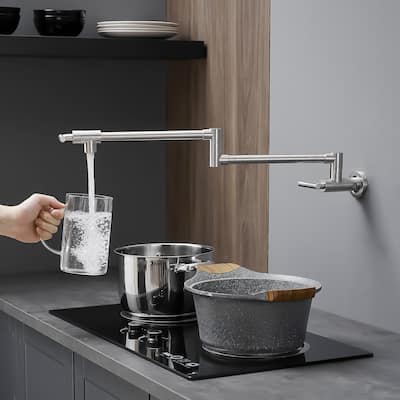 Wall-Mount Commercial Kitchen Folding Faucet Pot Filler Faucet