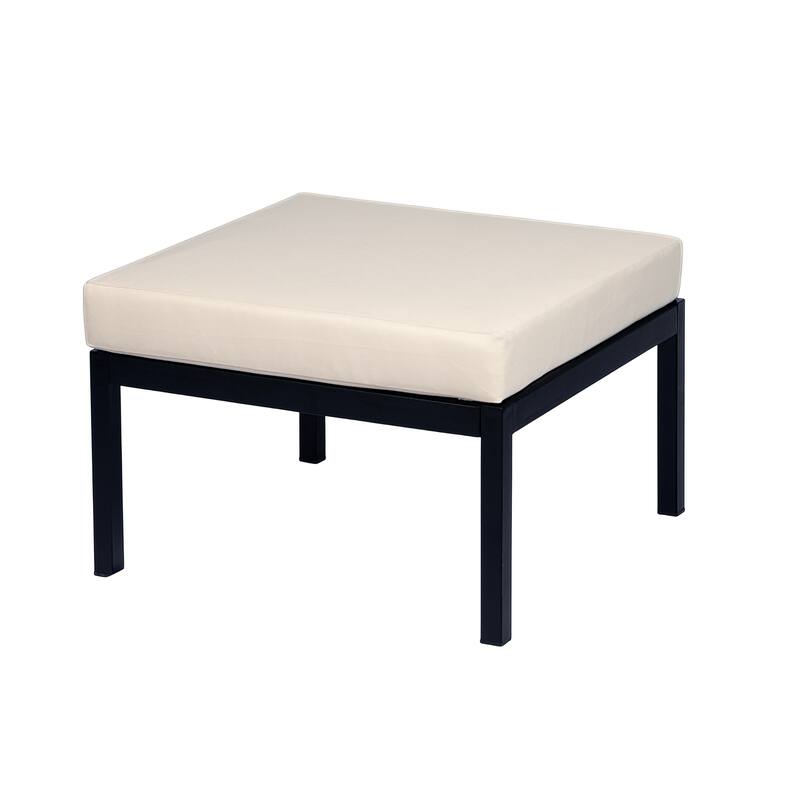 Wood Outdoor Sectional Sofa Set with Water-Resistant Cushions, 3-Seater Patio Sofa with Ottoman and Table