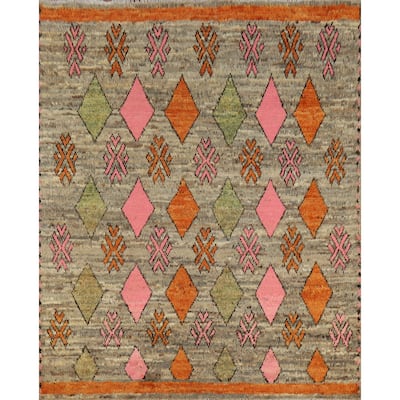 Square Geometric Moroccan Oriental Area Rug Handmade Wool Carpet - 5'9" x 6'4"