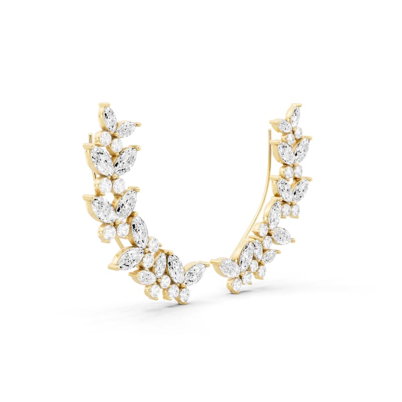 Auriya 14k Gold 3 3/4ctw Lab Grown Diamond Climber Earrings (E-F VS)