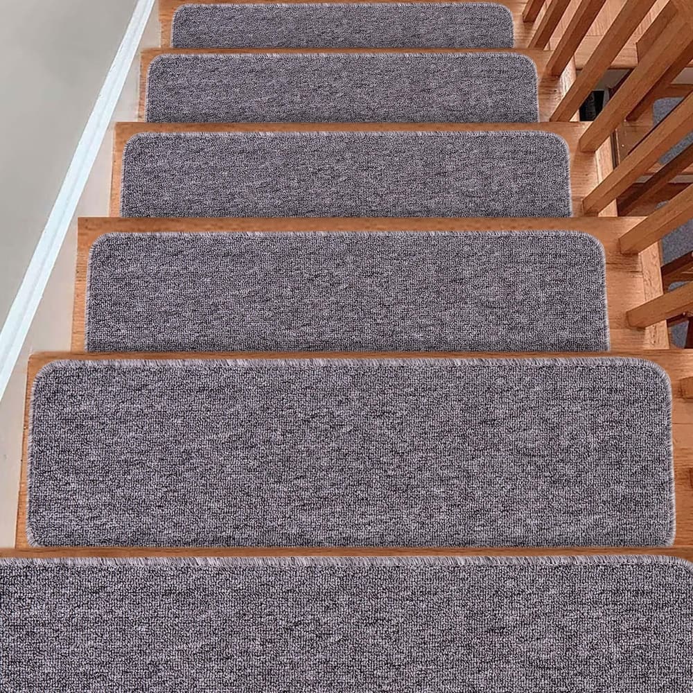 Carpet Stair Treads for Wooden Steps - Indoor Staircase Step Treads with Thick Carpet & Pattern Design