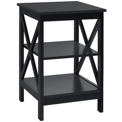 Gymax 3-Tier Nightstand End Table X Design Storage Display Shelf